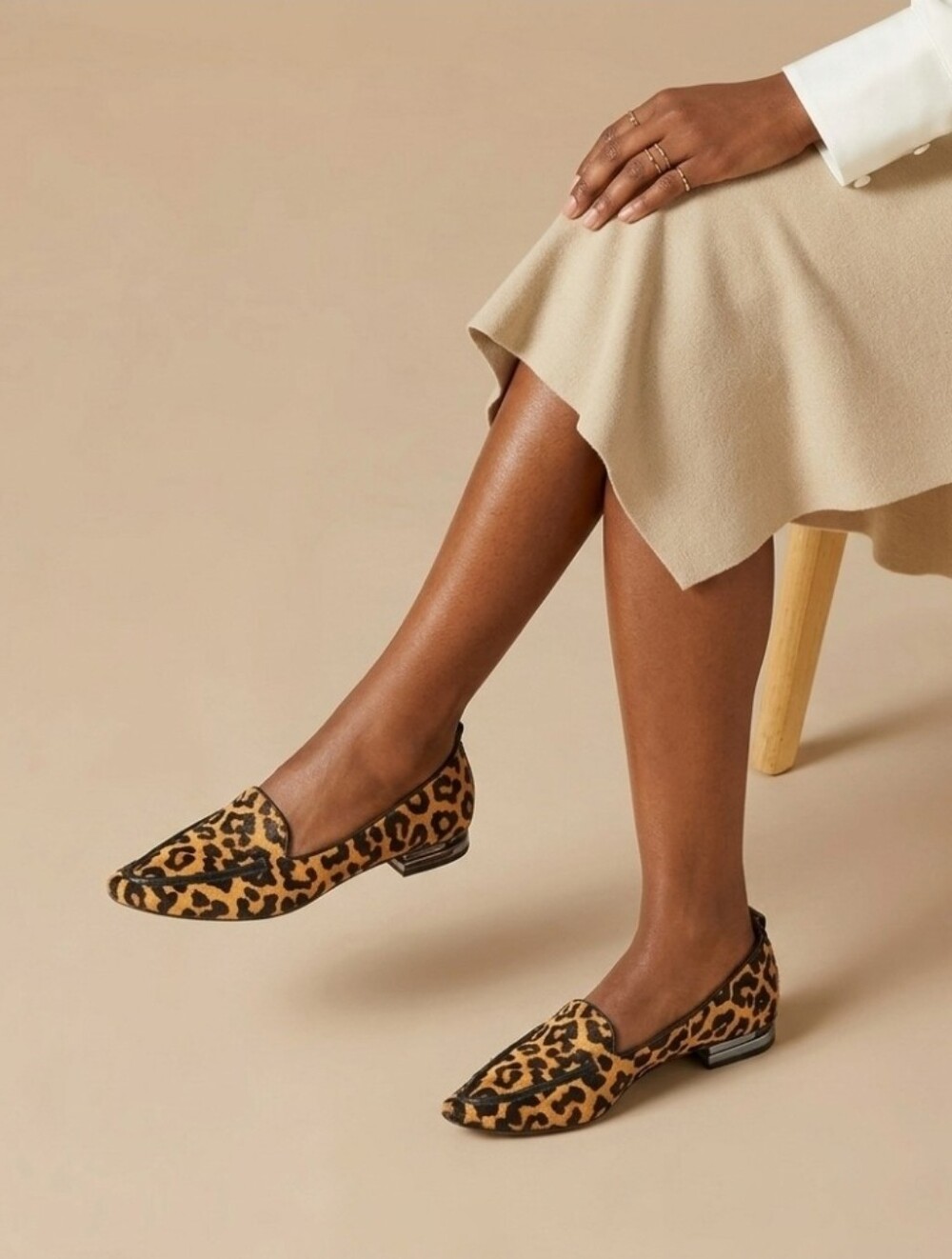 Franco Sarto Leopard Calf Hair Pointed Toe Loafers